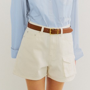 OUD Flap Pocket Denim Shorts (White)